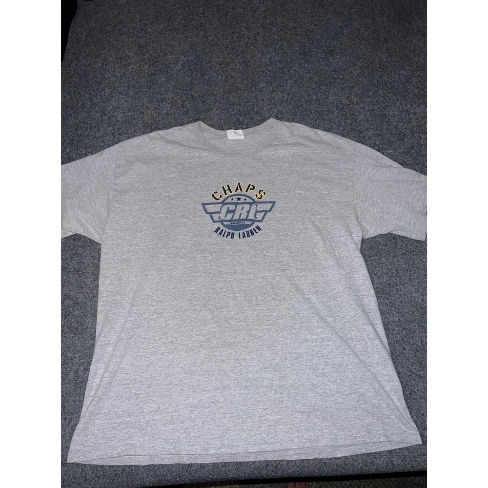 Chaps Ralph Lauren Mens Gray Graphic T-Shirt XL Short Sleeve CRL Logo